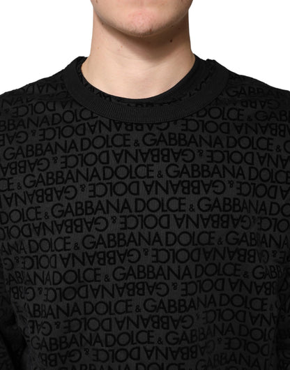 Sudadera con cuello redondo y monograma negro de Dolce & Gabbana