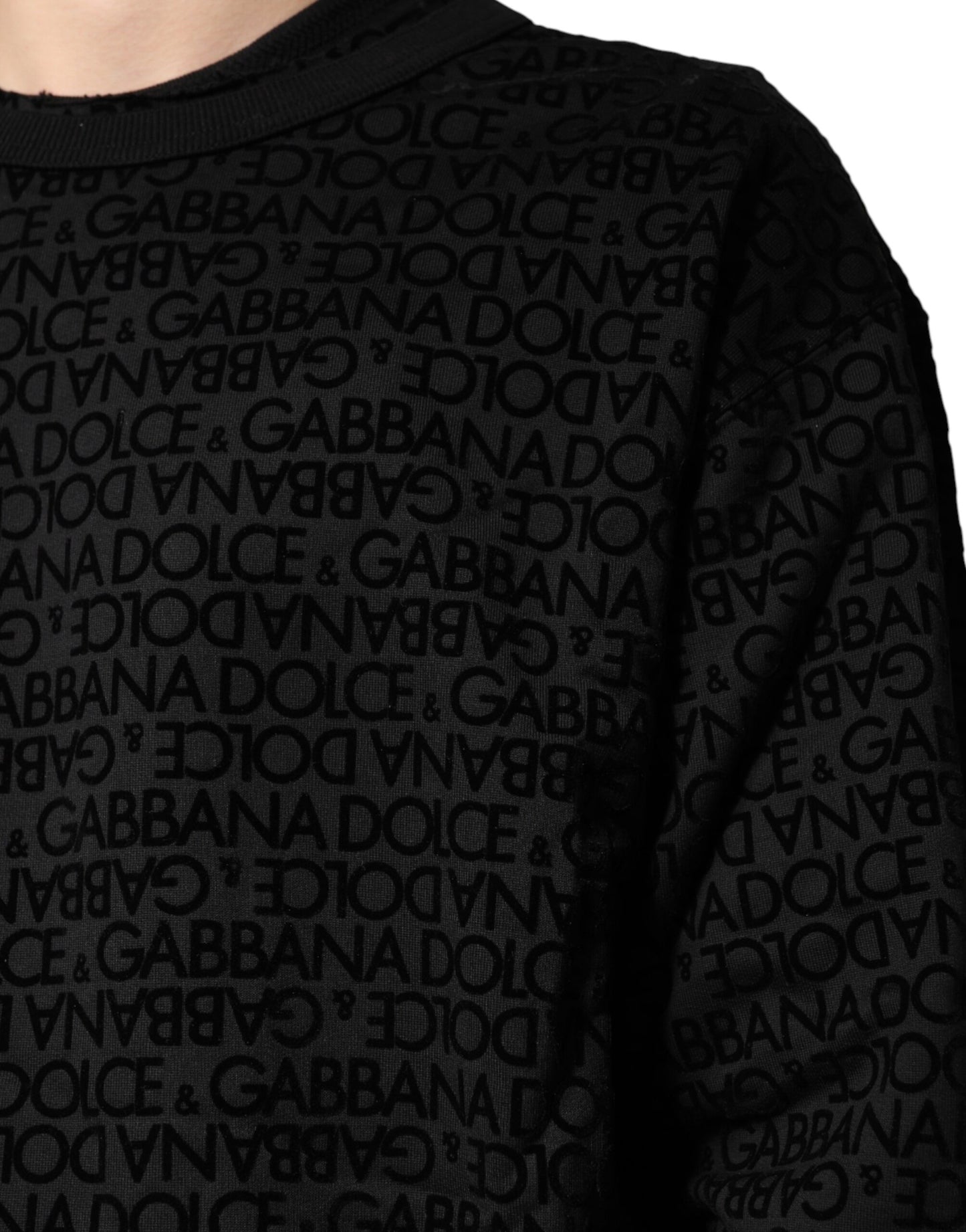 Sudadera con cuello redondo y monograma negro de Dolce & Gabbana