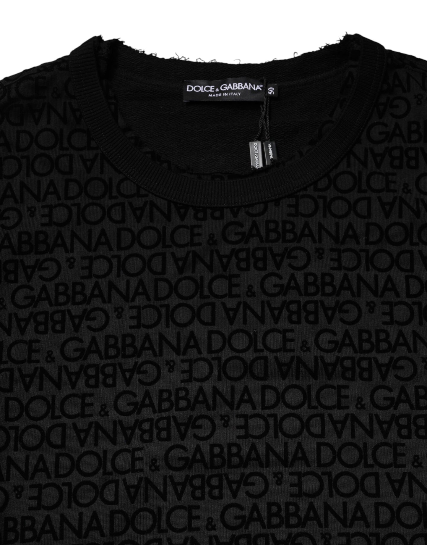 Sudadera con cuello redondo y monograma negro de Dolce & Gabbana
