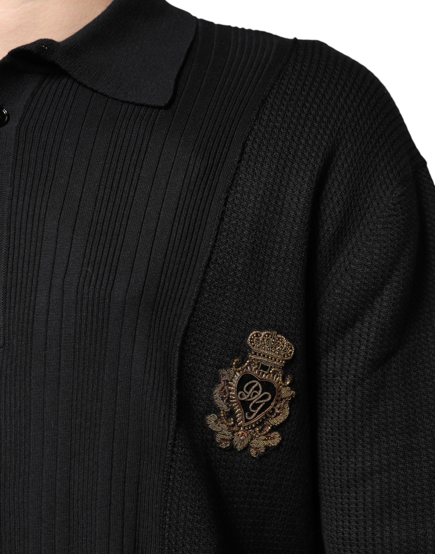 Suéter de punto Dolce & Gabbana de manga larga negro con escudo para hombre