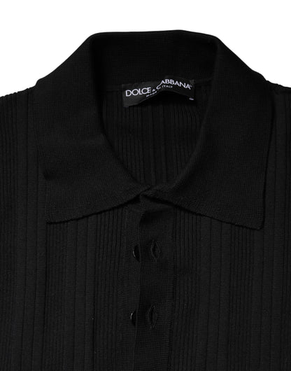 Suéter de punto Dolce & Gabbana de manga larga negro con escudo para hombre