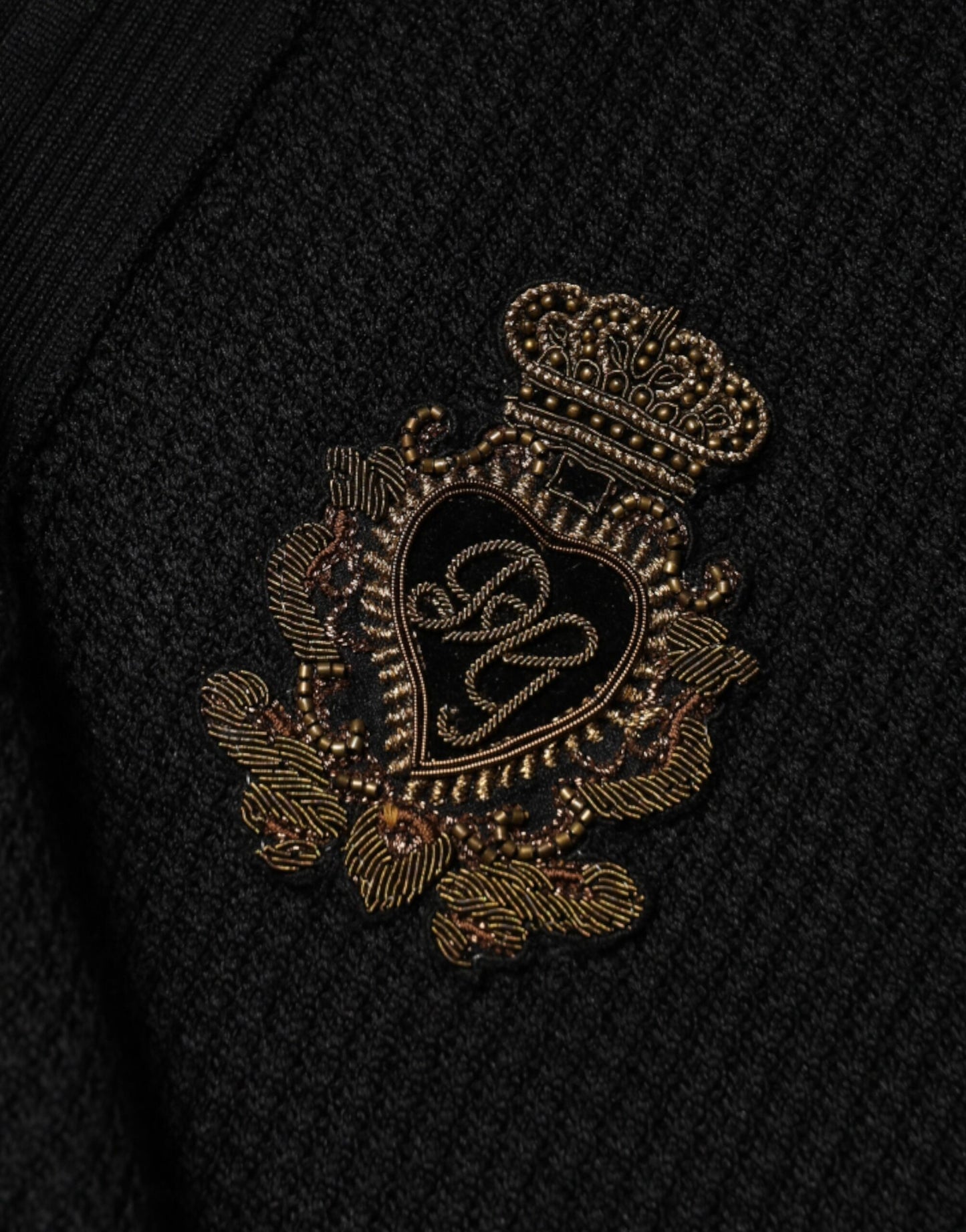 Suéter de punto Dolce & Gabbana de manga larga negro con escudo para hombre