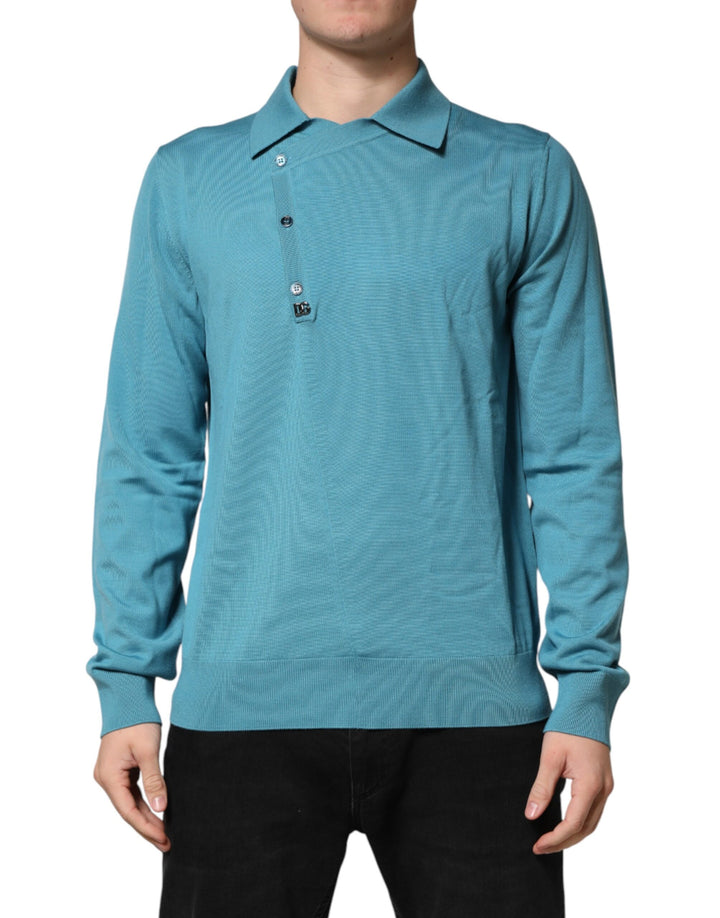 Pull-over polo Dolce & Gabbana en laine sarcelle à col