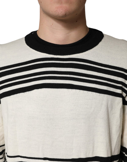 Suéter Dolce & Gabbana de rayas blancas y negras con cuello redondo