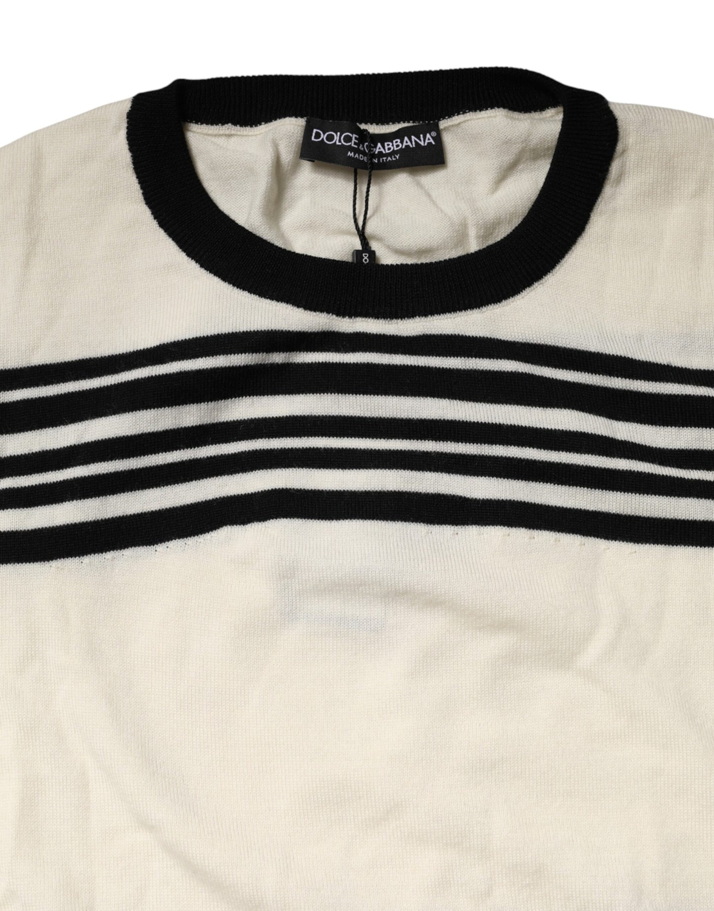 Suéter Dolce & Gabbana de rayas blancas y negras con cuello redondo