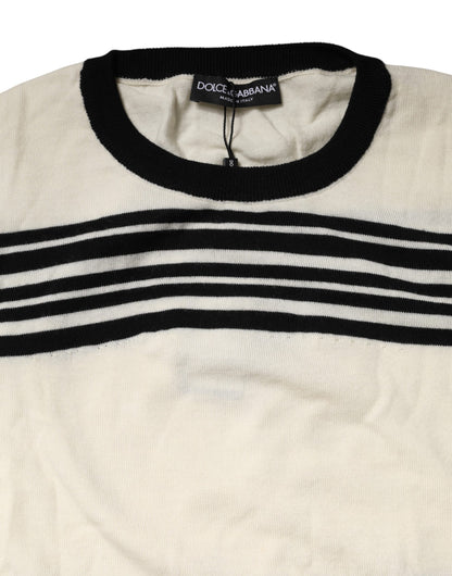 Suéter Dolce & Gabbana de rayas blancas y negras con cuello redondo