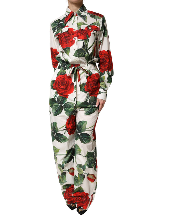 Mono-vestido de algodón con estampado floral blanco de Dolce & Gabbana