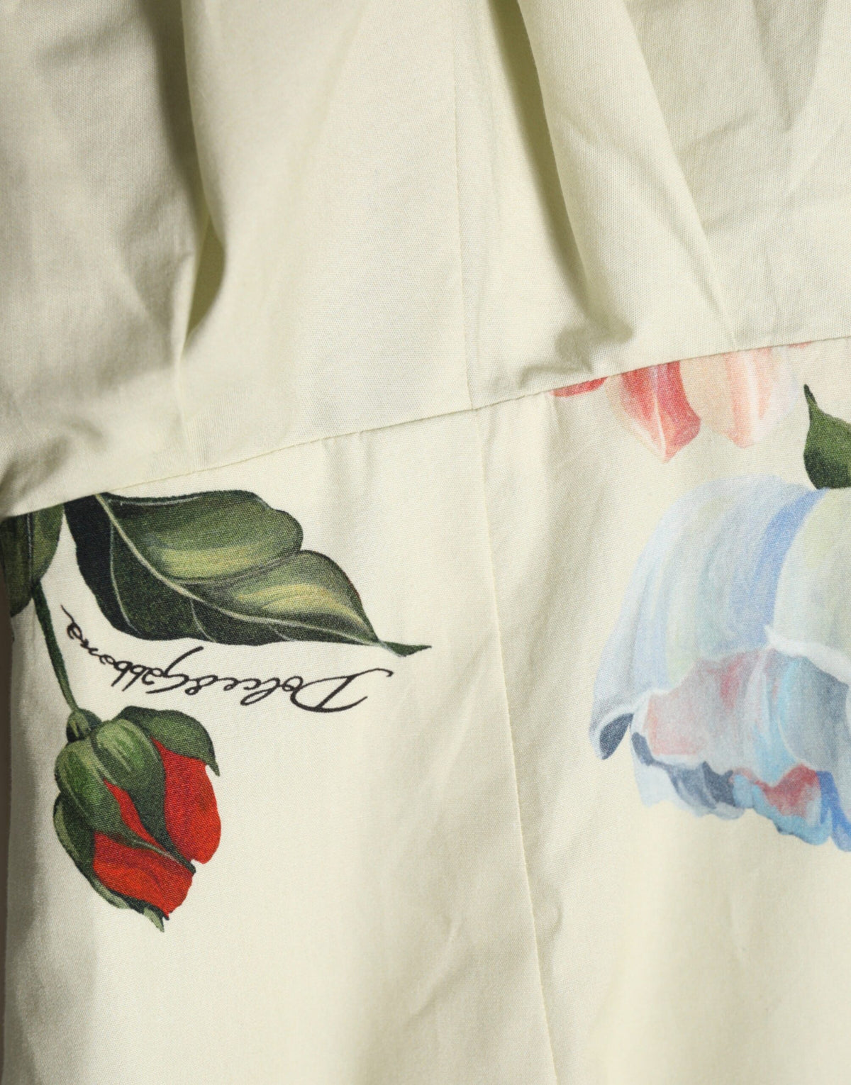 Vestido A-line sin mangas floral beige de Dolce & Gabbana