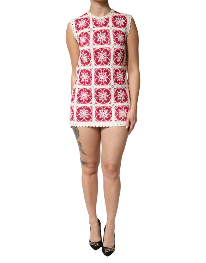 Minivestido de ganchillo multicolor con punto ladrillo de Dolce & Gabbana