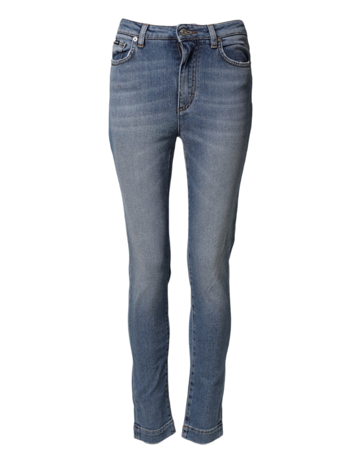 Jeans Dolce & Gabbana de mezclilla ajustados de algodón lavado azul