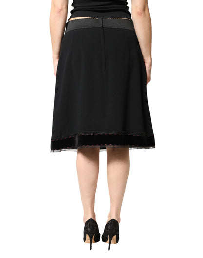 Falda Dolce & Gabbana Negra de Cintura Media y Corte Evasé Hasta la Rodilla
