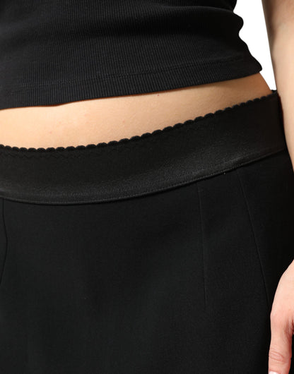 Falda Dolce & Gabbana Negra de Cintura Media y Corte Evasé Hasta la Rodilla