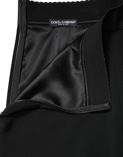 Falda Dolce & Gabbana Negra de Cintura Media y Corte Evasé Hasta la Rodilla