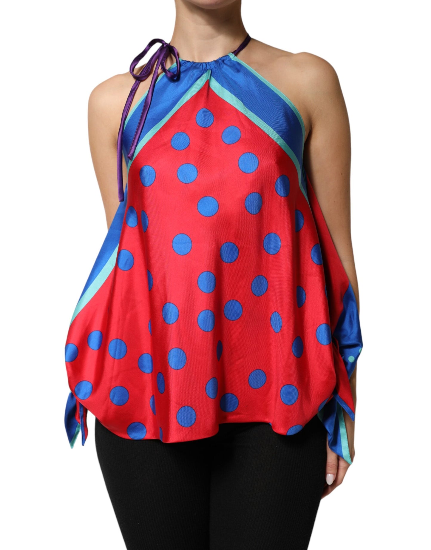 Top blusa halter de lunares multicolor de Dolce & Gabbana