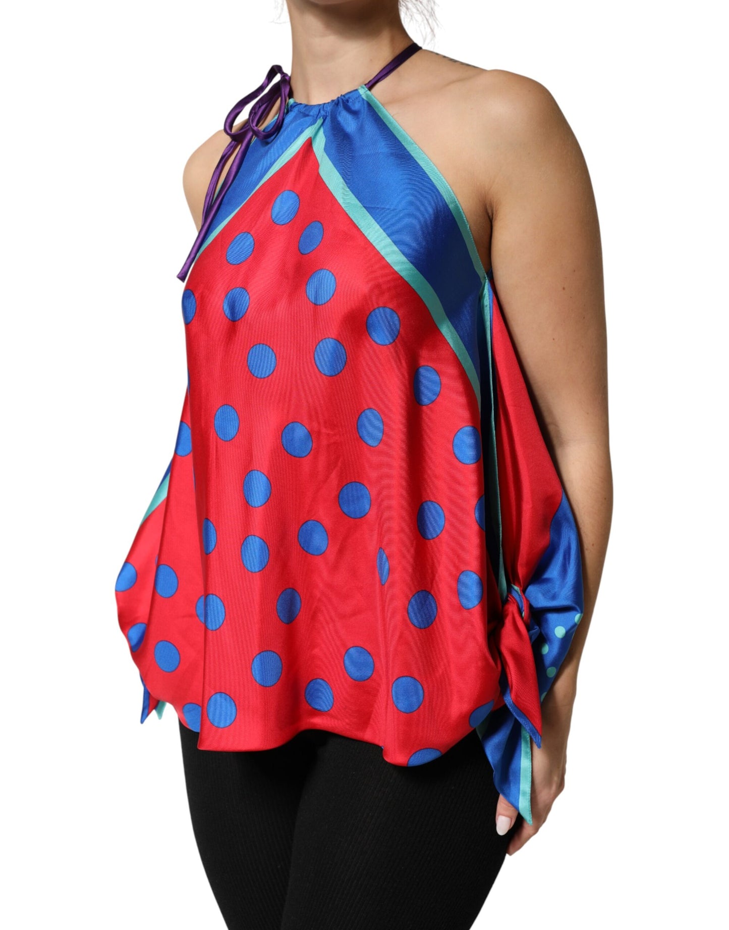 Top blusa halter de lunares multicolor de Dolce & Gabbana