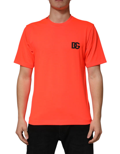 T-shirt homme Dolce & Gabbana col rond polyester orange fluo