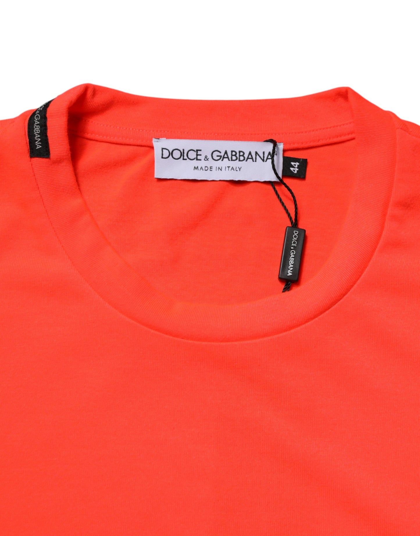 T-shirt homme Dolce & Gabbana col rond polyester orange fluo