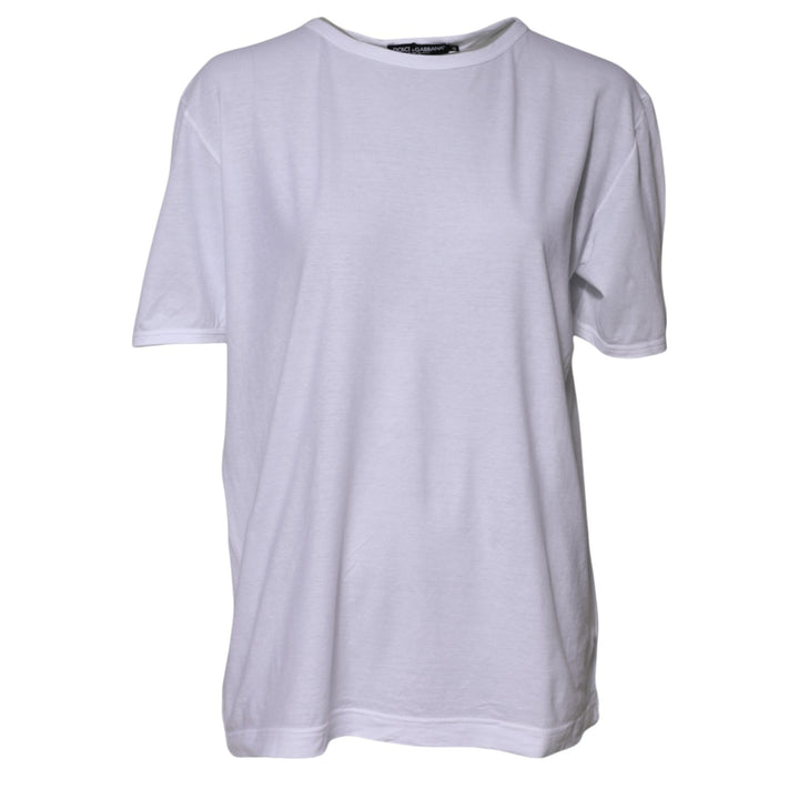 Dolce & Gabbana White Cotton Crew Neck Short Sleeves T-shirt