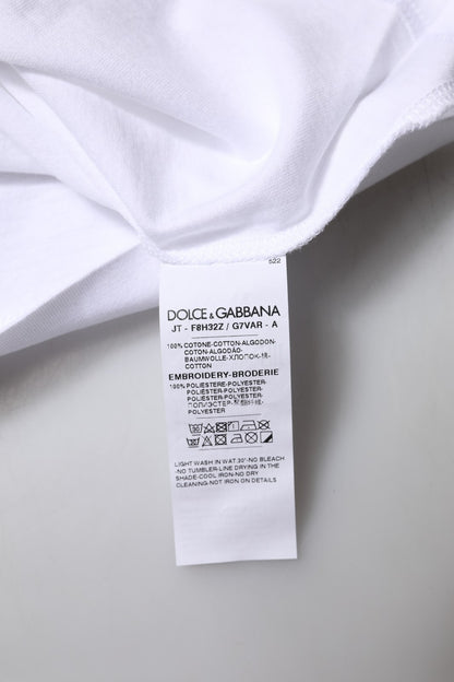 Camiseta Dolce & Gabbana de algodón blanca con cuello redondo Eleganza