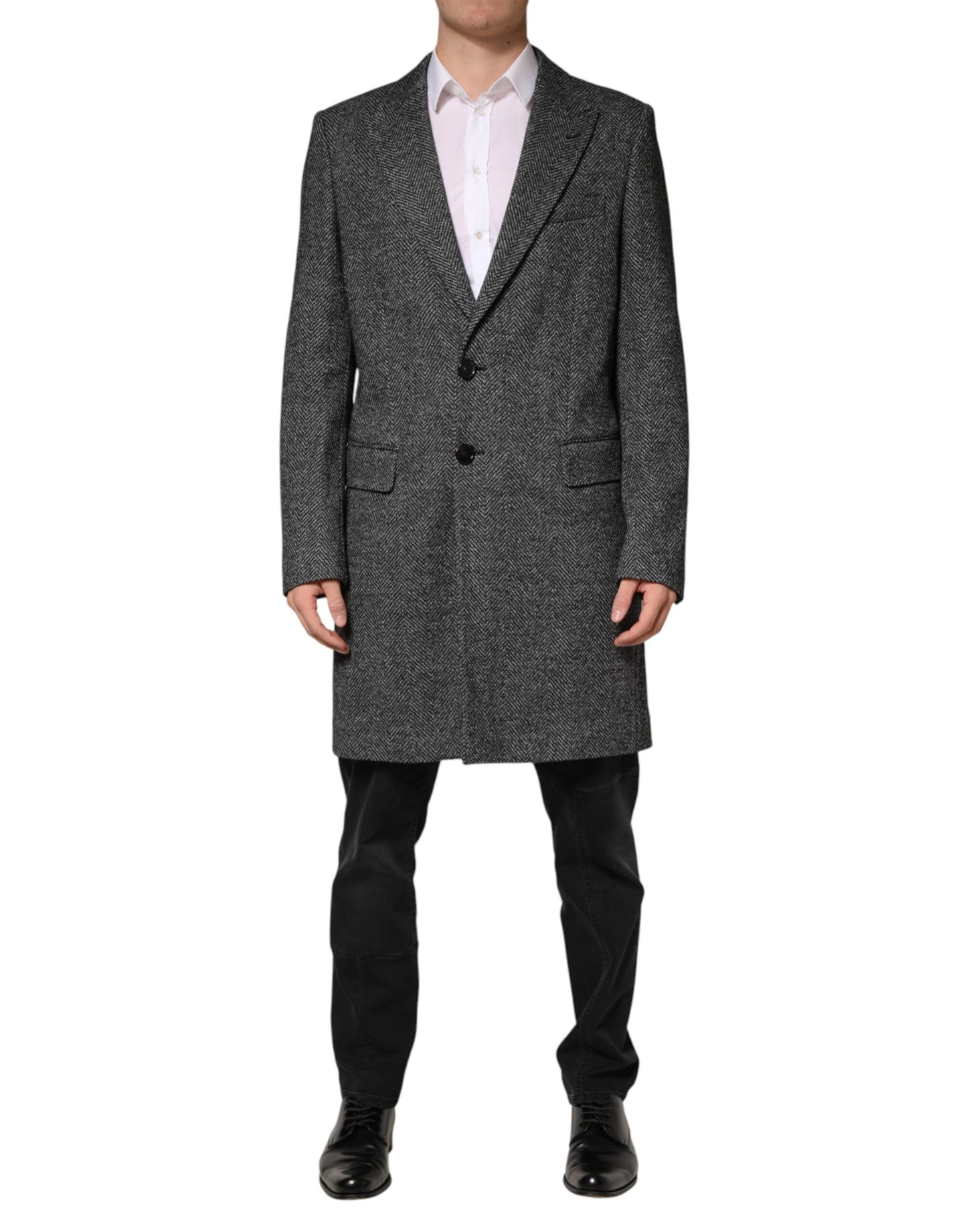 Gabardina Larga Dolce & Gabbana de Mezcla de Lana Gris para Hombre