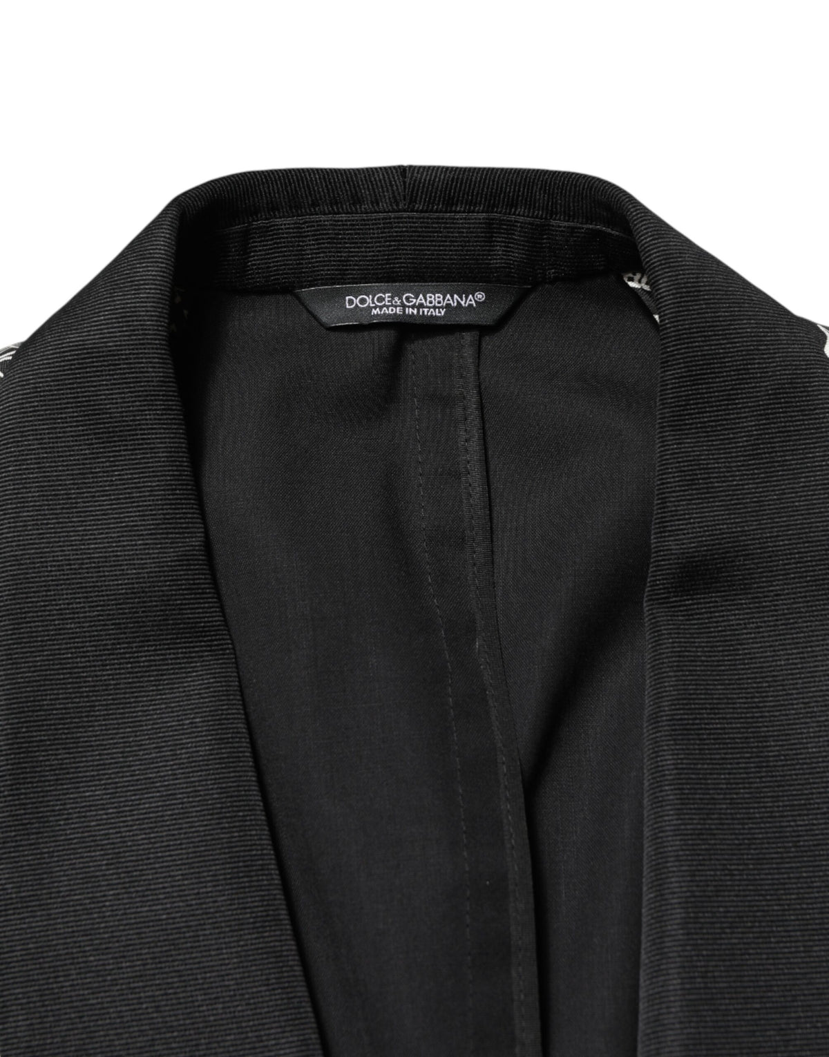 Blazer Dolce & Gabbana noir en soie à simple boutonnage, motif club de jazz