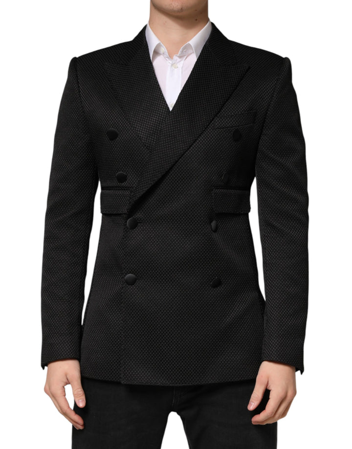 Blazer Dolce & Gabbana en coton noir à double boutonnage et 2 boutons