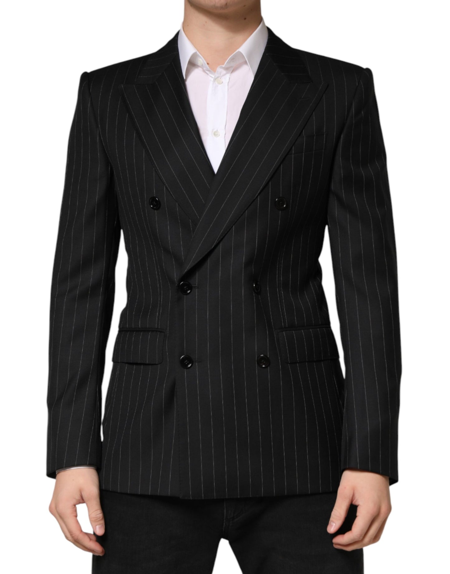 Blazer croisé 2 boutons à rayures noires Dolce & Gabbana