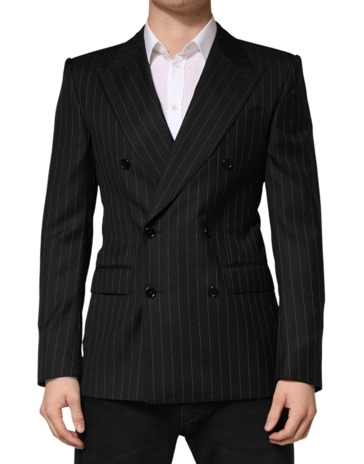 Blazer croisé 2 boutons à rayures noires Dolce & Gabbana