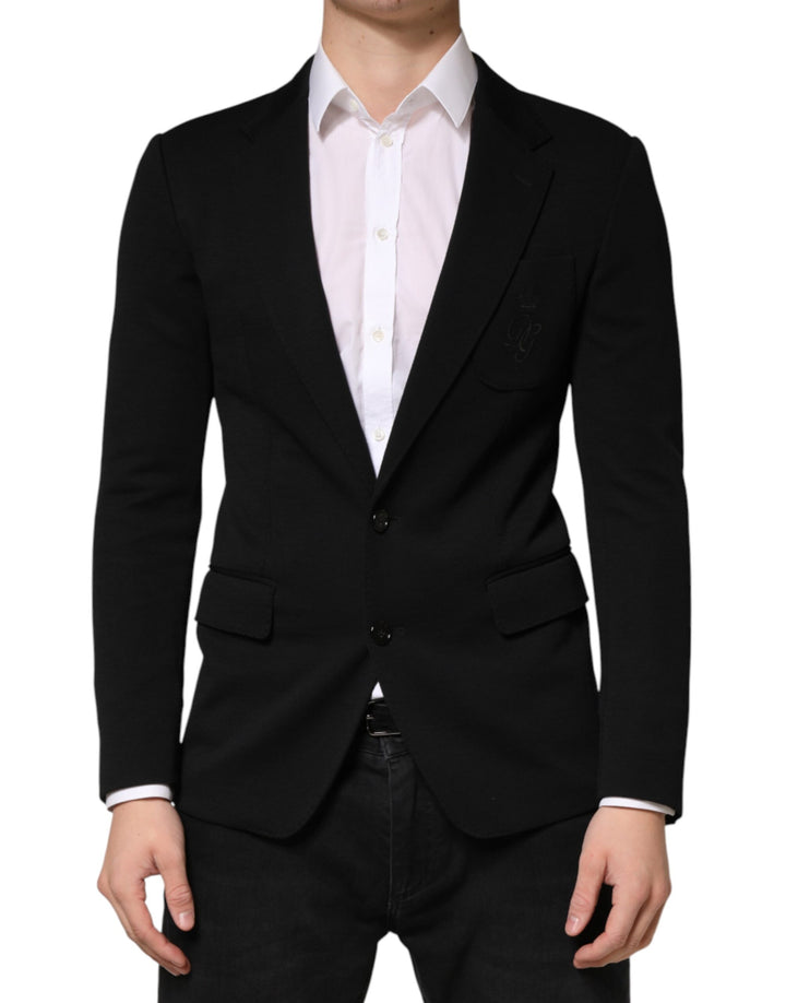 Blazer Dolce & Gabbana noir en laine, coupe droite, 2 boutons