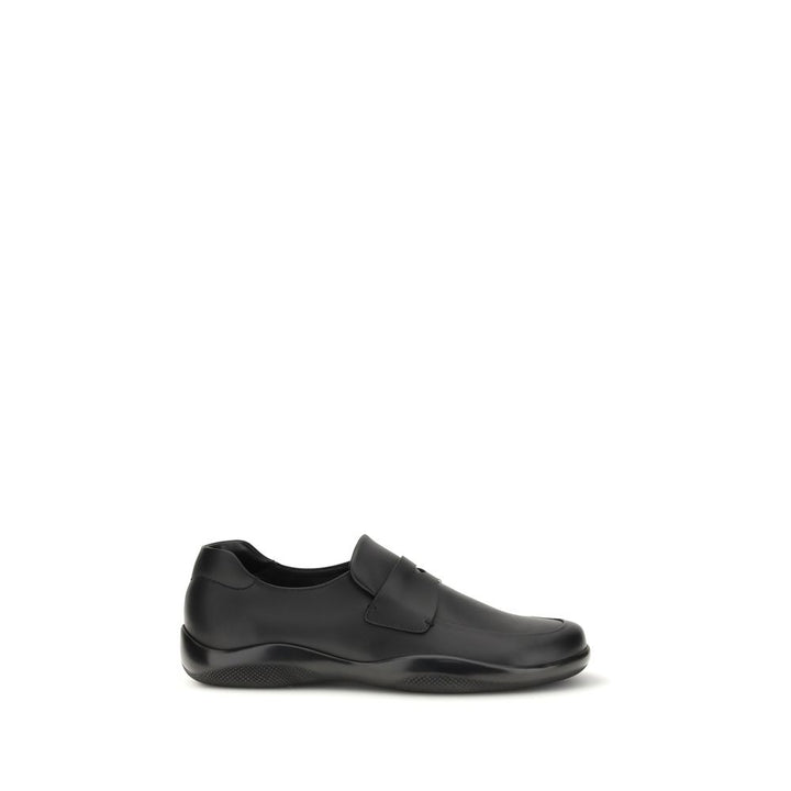 Mocasines Prada sin cordones de piel de becerro negra Bos Taurus