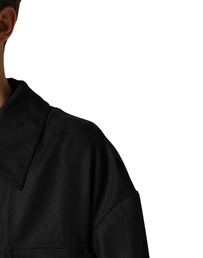 Chaqueta estilo gabardina negra con cuello y bolsillos de Dolce & Gabbana