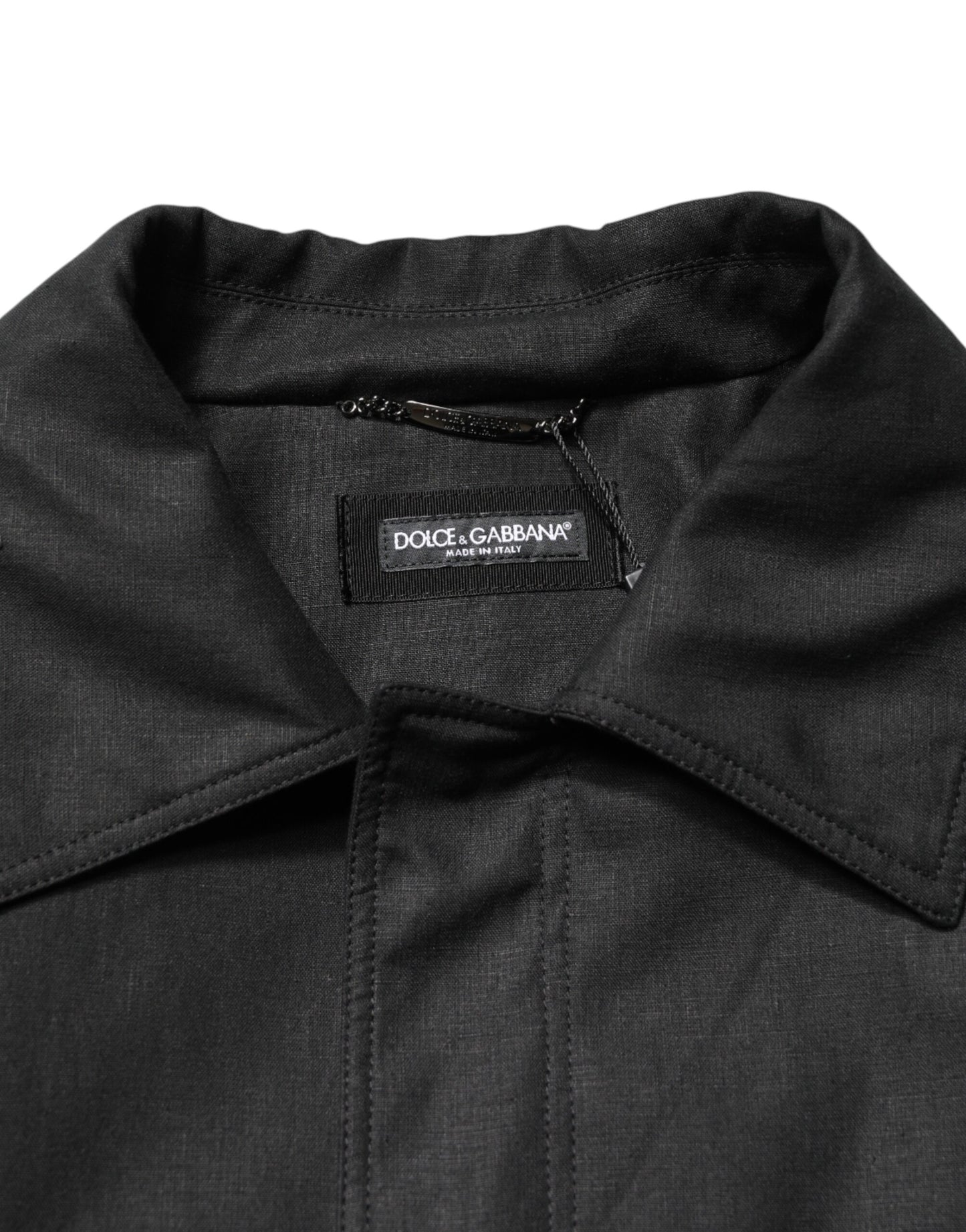 Chaqueta estilo gabardina negra con cuello y bolsillos de Dolce & Gabbana