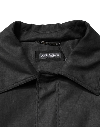 Chaqueta estilo gabardina negra con cuello y bolsillos de Dolce & Gabbana