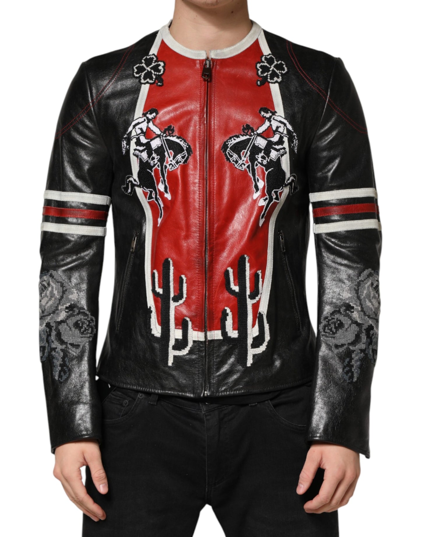 Chaqueta biker de hombre con cremallera completa multicolor Guns n' Roses de Dolce & Gabbana