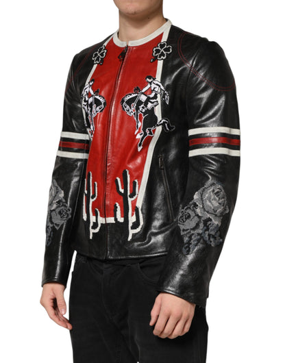 Chaqueta biker de hombre con cremallera completa multicolor Guns n' Roses de Dolce & Gabbana
