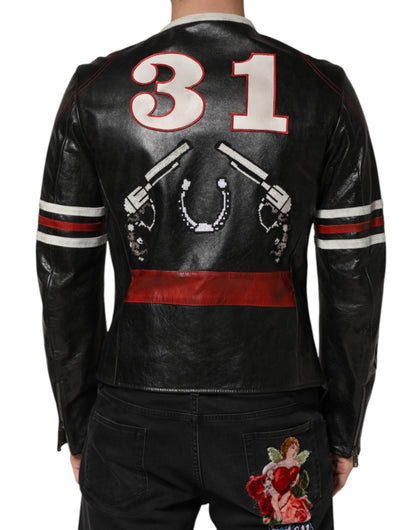 Chaqueta biker de hombre con cremallera completa multicolor Guns n' Roses de Dolce & Gabbana