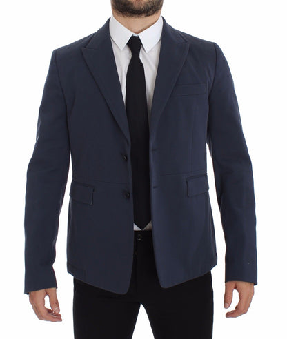 Dolce & Gabbana Blazer Décontracté en Coton Stretch Bleu