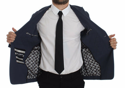 Dolce & Gabbana Blazer Décontracté en Coton Stretch Bleu