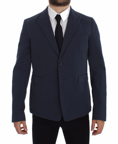 Dolce & Gabbana Blazer Décontracté en Coton Stretch Bleu