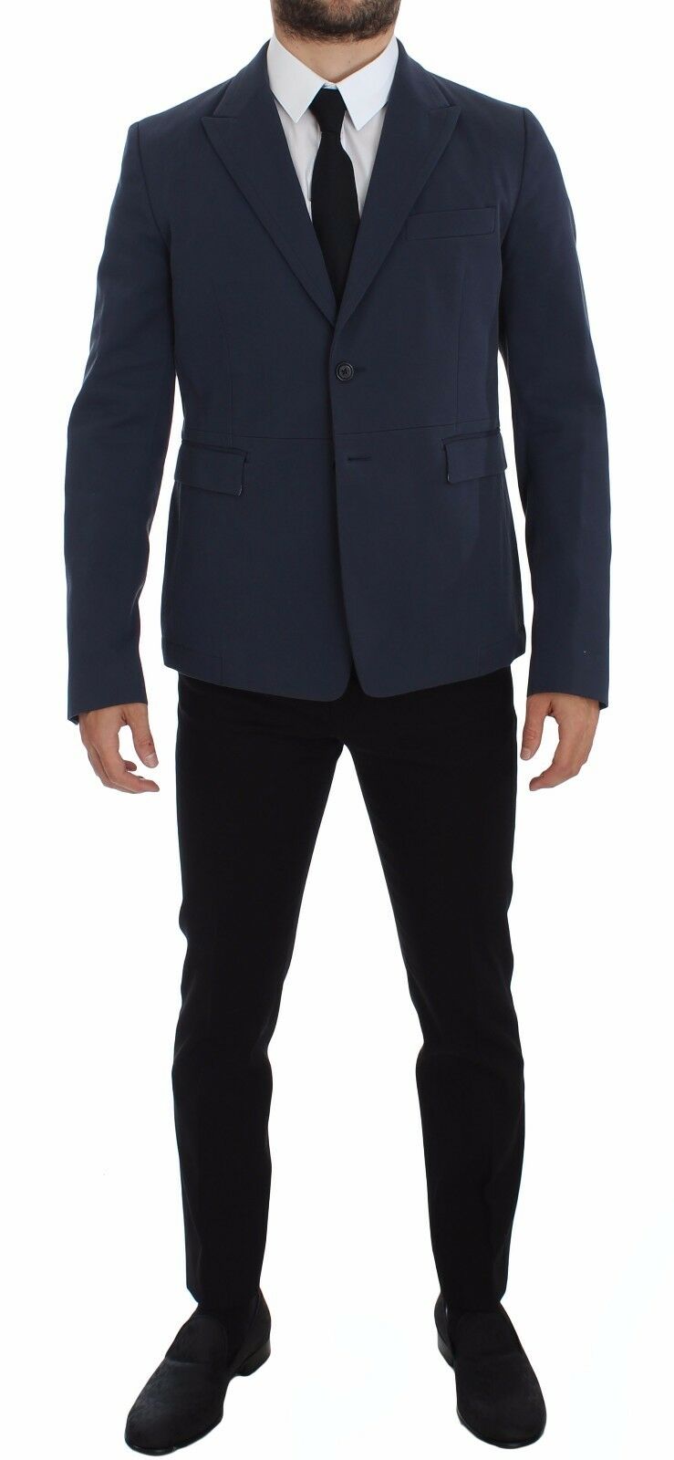 Dolce & Gabbana Blazer Décontracté en Coton Stretch Bleu