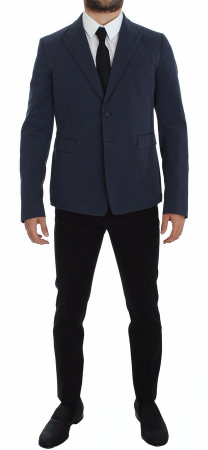 Dolce & Gabbana Blazer Décontracté en Coton Stretch Bleu