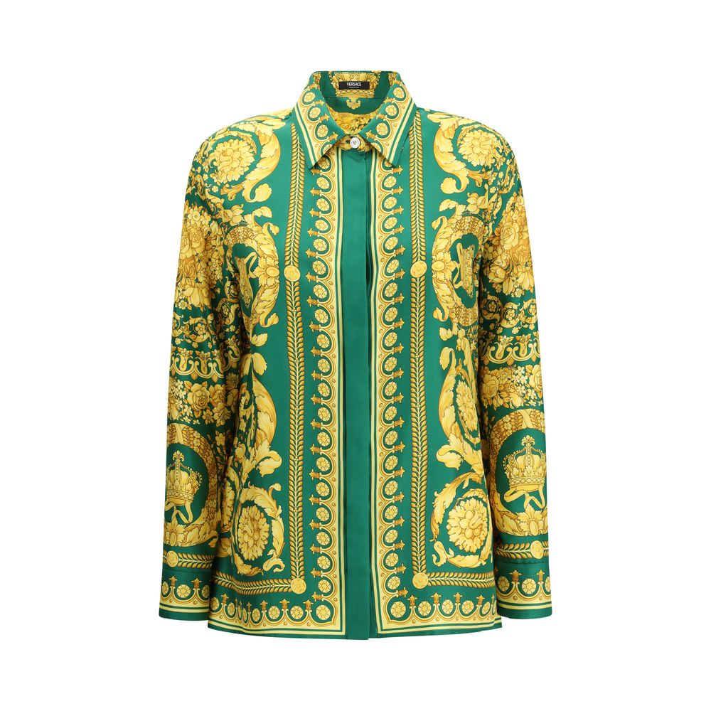 Camisa de seda Versace bicolor con estampado