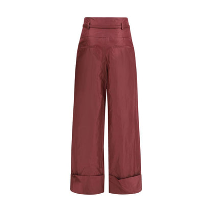 Pantalones casuales Fendi de seda color burdeos