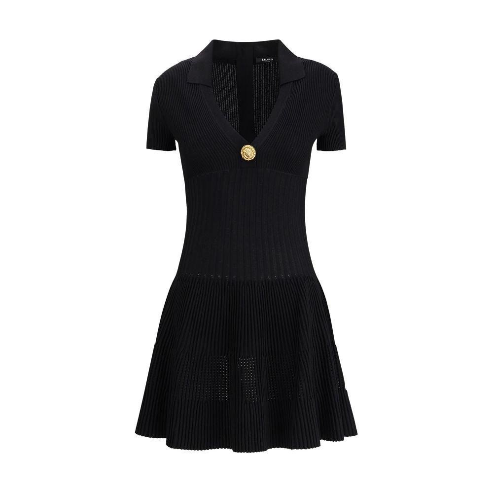Vestido informal de viscosa negra de Balmain