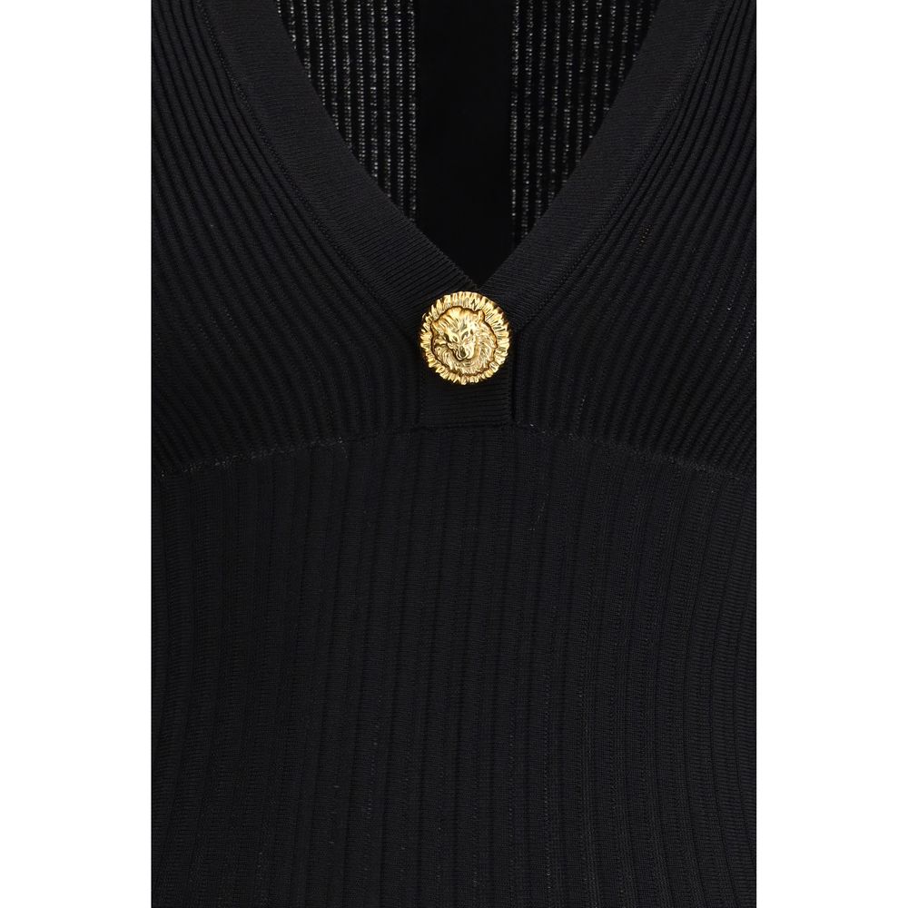 Vestido informal de viscosa negra de Balmain